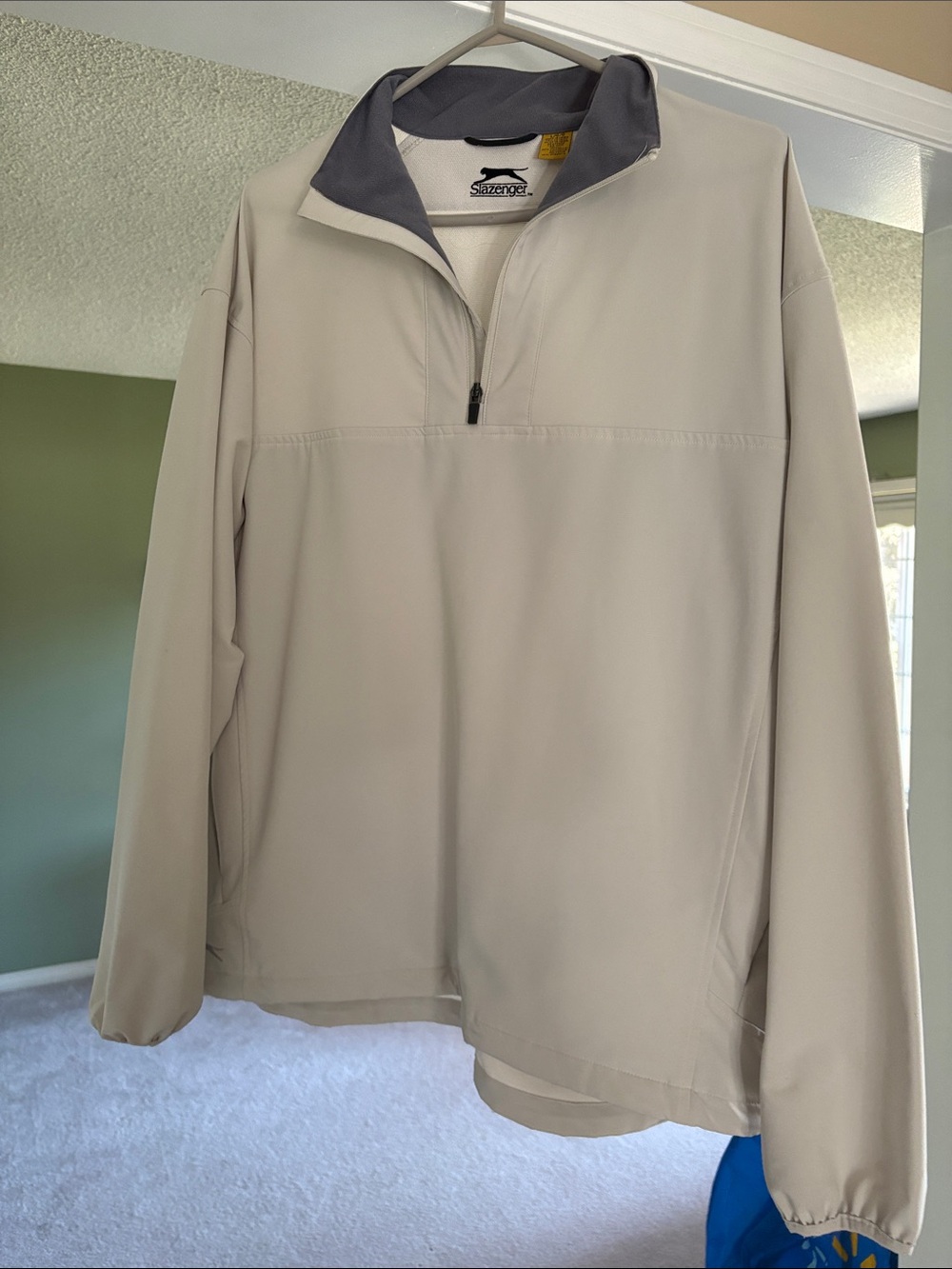 Slazenger Light Beige Windbreaker with Gray Collar